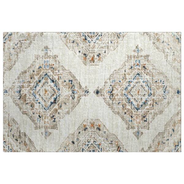 Dream Shag Premium Machine Washable Abstract ADS91 Linen 3 ft. x 4 ft. Area Rug