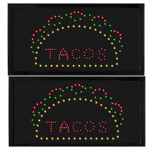 19 in. x 10 in. LED Rectangular Taco Sign with 2 Display Modes (2-Pack)