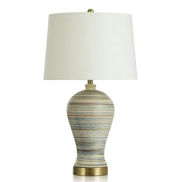 StyleCraft Apache 30 in. Earthy/Brushed Gold/Off-White Table Lamp