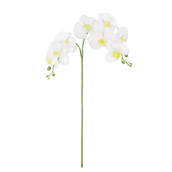 LIVING LUXURY 34 in. Natural Touch White Artificial Phalaenopsis Orchid Flower Stem Spray (Set of 3)