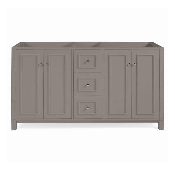 Alaterre Furniture Williamsburg 60 in. W x 21.25 in. D x 34 in. H Bath Vanity Cabinet without Top - 60 in. Large Wood Vanity in Gray