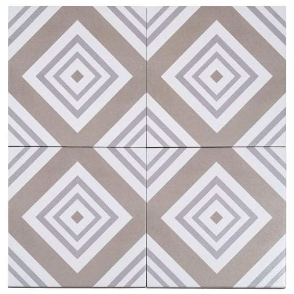 Bliss Monaco Tan/Gray/White 8 in. x 8 in. Porcelain Matte European Floor and Wall Tile (10.76 sq. ft./Case)