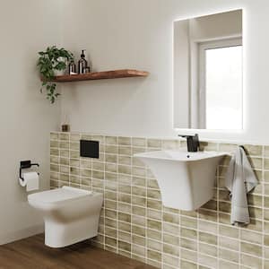 Carre Ceramic Wall Mount Bathroom Sink in Glossy White