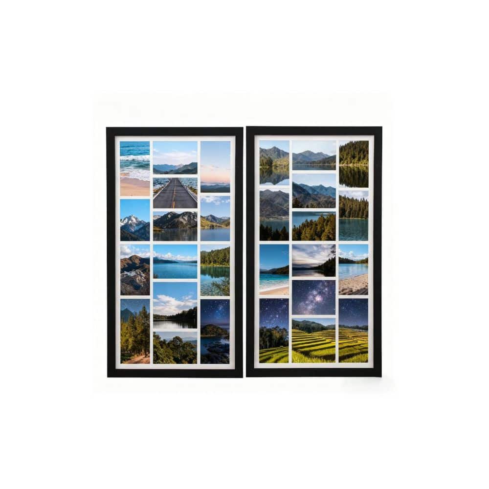(Set of 2) 14 Opening 4 in. x 6 in. Black Wood Collage Frame for Wall ...
