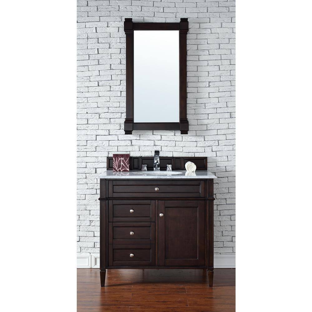 Burnished Mahogany Rectangular Wood Framed Vanity Mirror
