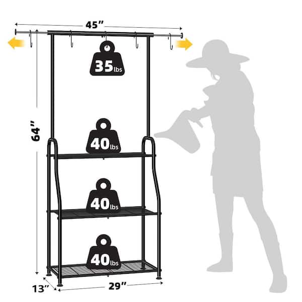 Metal 3 Tier Hanging Plant Stand with Multiple Plant Capacity for Indoor Outdoor Living Room and Balcony Black (1-Pack)