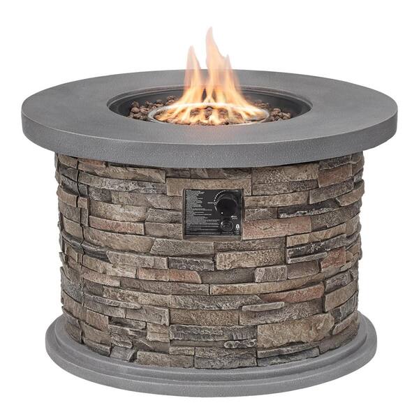 stone propane gas fire pit table