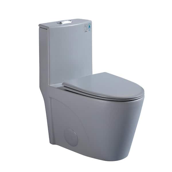 1.1/1.6 GPF Dual Flush Elongated 1-Piece Toilet in Light Grey with Comfort Chair Seat ADA Height