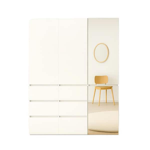 Elise Collection-48 in. W White Modular Slim 7-Drawer Freestanding Features 6-Shelf Wood Closet System
