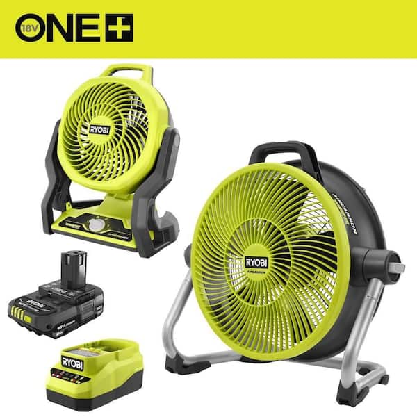 ONE+ 18V 14 in. Hybrid Air Cannon Kit with 2.0 Ah Battery, Charger, & ONE+ 18V Hybrid WHISPER SERIES 7-1/2 in. Fan
