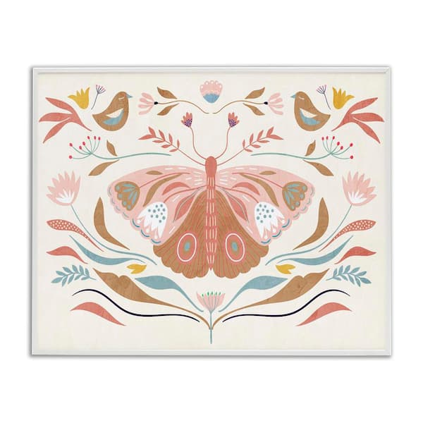 Stupell Industries Boho Folk Moth by Kim Allen White Framed Animal Giclee Art Print 24 in. x 30 in.