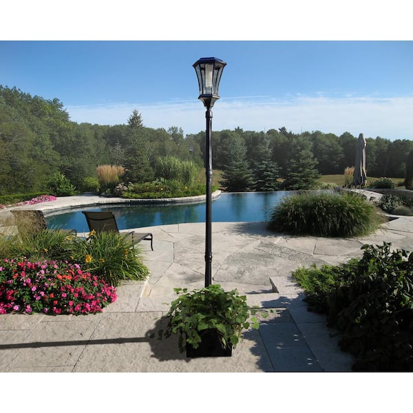 Sun-Ray Abigail 1-Light Outdoor White Integrated LED Lamp Post and Planter