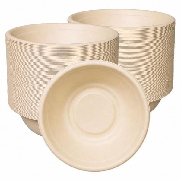 150-Piece 32 fl. oz. Natural Disposable Salad Bowls, Big Paper Bowls, Eco-Friendly, Compostable, Biodegradable