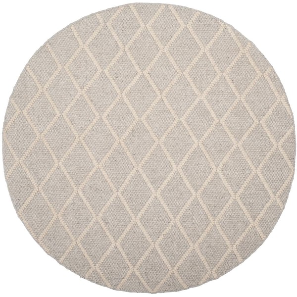 Natura 8 ft. x 8 ft. Round Silver/Ivory Zig-Zag Geometric Area Rug