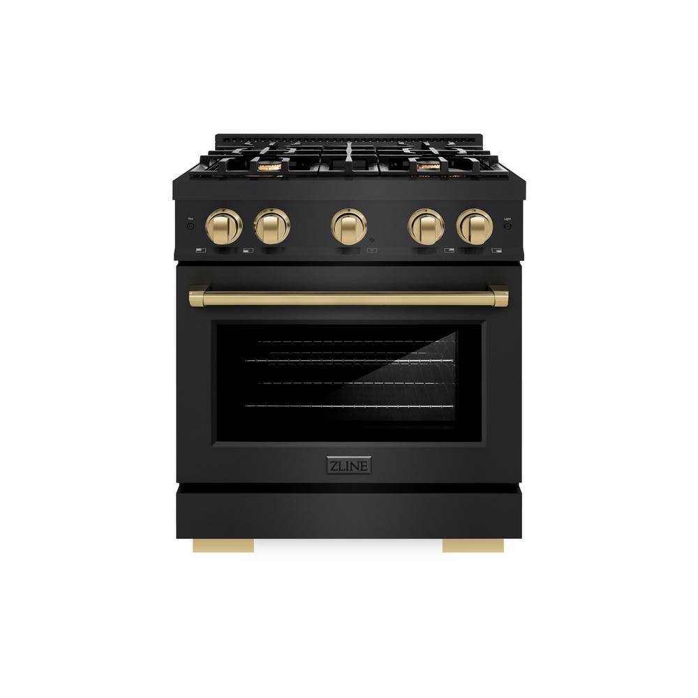 Select 30 in. 4-Burner Gas Range with Gas Convection Oven in Black Stainless Steel and Champagne Bronze price history on PriceWatchPro