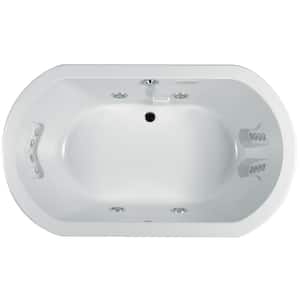 ANZA 60 in. x 42 in. Acrylic Oval Drop-in Center Drain Whirlpool Bathtub Chroma in White
