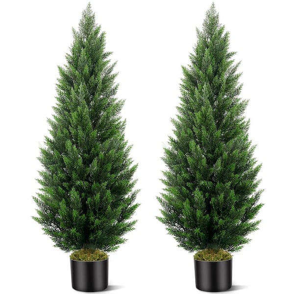 Olivivi 5 ft. Artificial Areca Palm Tree Green Plants with Black Pot 60in. Faux Pine Shrub Plant for Outdoor Indoor Dec (2-Sets)