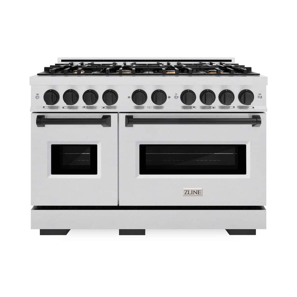 Autograph 48 in. Classic Double Oven Dual Fuel Range with 8 Burner Gas Cooktop in Satin Steel and Black Accents price history on PriceWatchPro