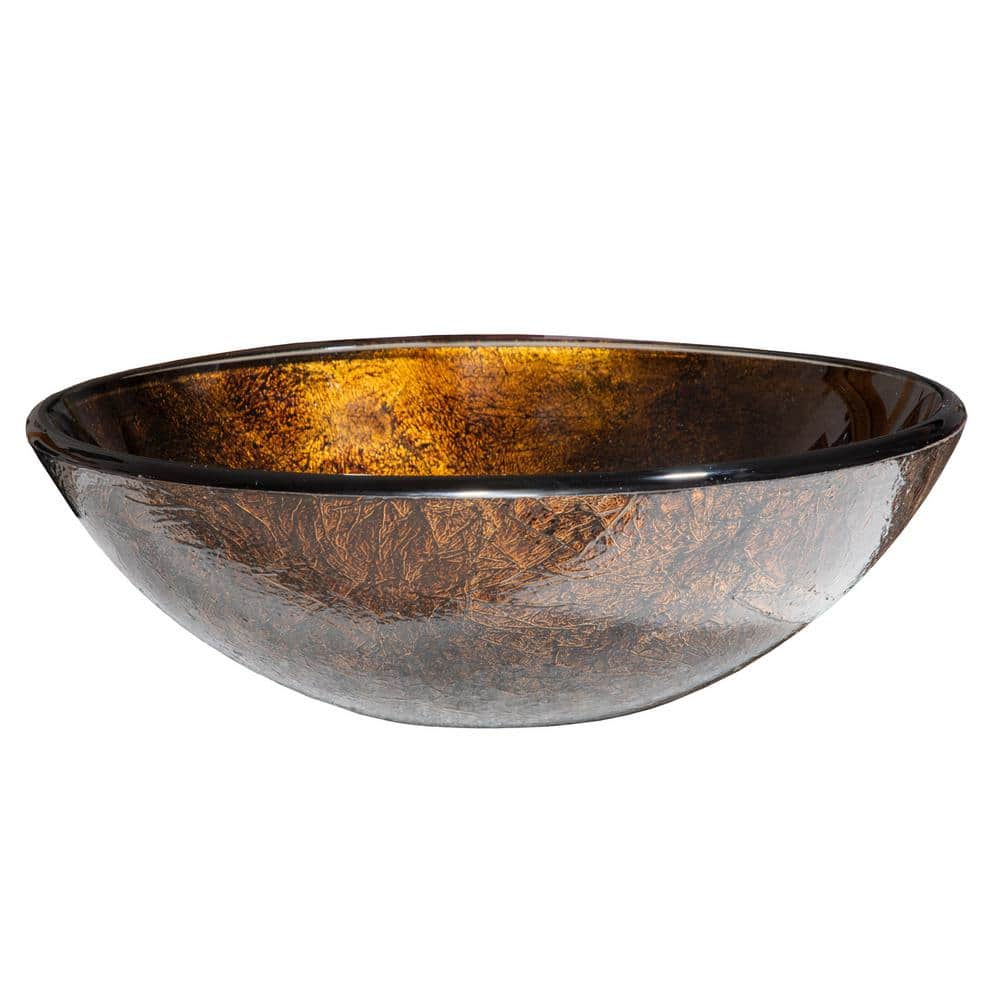 Eden Brown and Gold Tempered Glass Vessel Sink