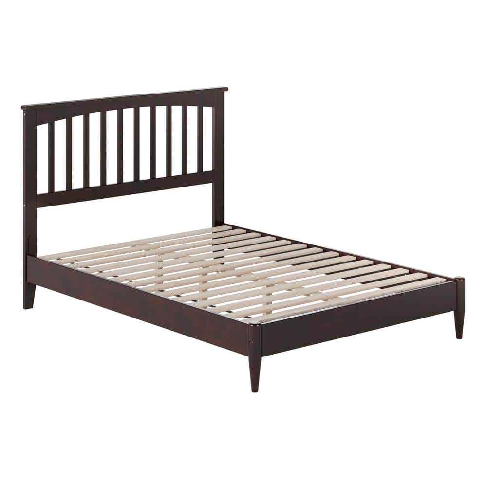 Espresso Full Wood Platform Bed with Slatted Headboard