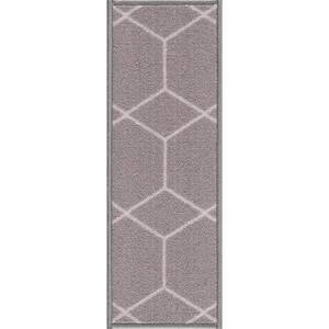 Hexagon Design Gray Color 8.5 in. x 26 in. Polyamide Stair Tread Cover Set of 3