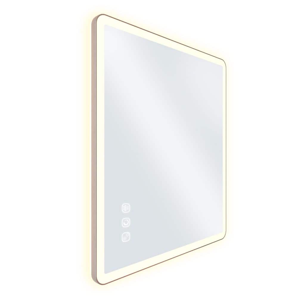 36 in. W x 32 in. H Rectangular Framed Anti-Fog Wall Vanity LED Mirror with Backlit and Front Light in Brushed Nichel price history on PriceWatchPro