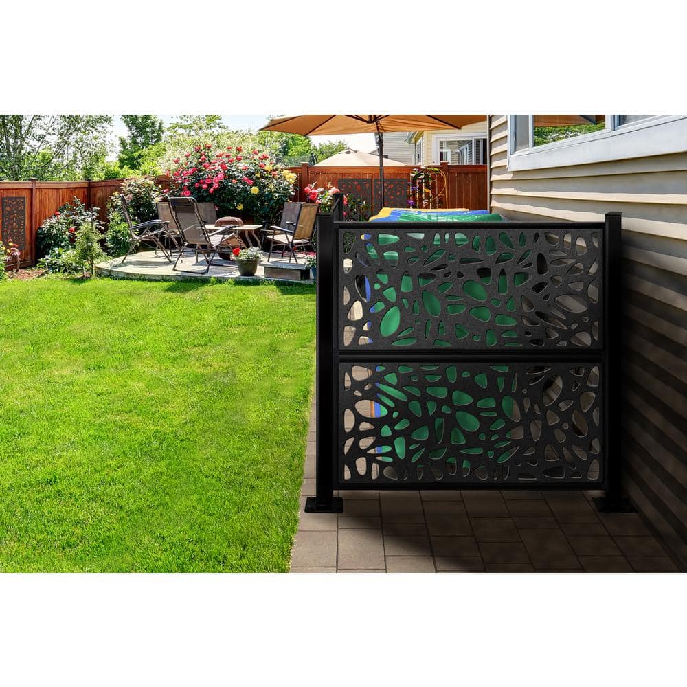 Charcoal Gray Composite Decorative Fence Panel, 4 ft x 2 ft