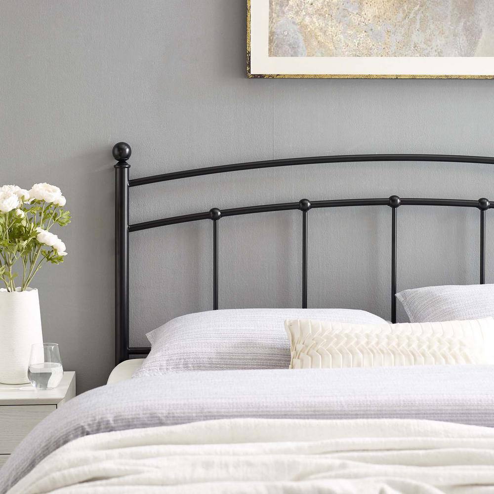 Abigail Queen Black Powder Coated Iron Headboard