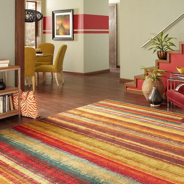 Boho Stripe Multi 3 ft. x 4 ft. Machine Washable Striped Area Rug