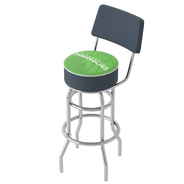 Minnesota Timberwolves Fade 31 in. Green Low Back Metal Bar Stool with