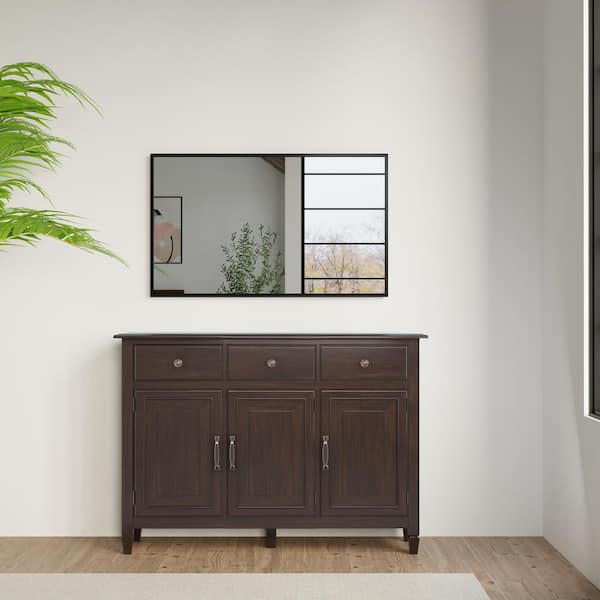 Simpli Home Connaught Solid Wood 51 in. Wide Traditional Wide Entryway Storage Cabinet in Chestnut Brown