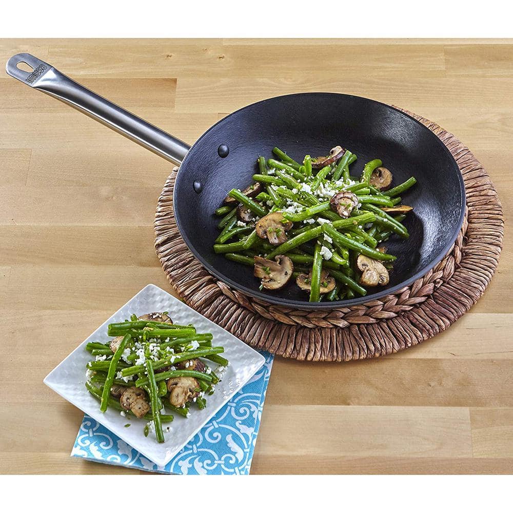 14'' Black Light Cast Iron Wok with Stainless Steel Handles