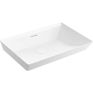 Brazn Vitreous China Rectangular Vessel Sink in White