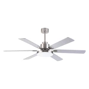 60 in. Indoor Integrated LED Brushed Nickel Ceiling Fan with DC Motor and Remote Control Included
