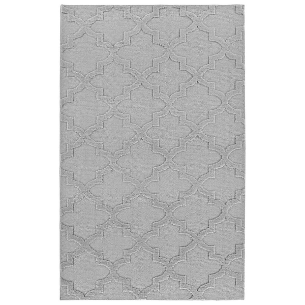 Garland Rug Quatro 5 Ft. x 7 Ft. Silver Cut-loop Trellis Area Rug