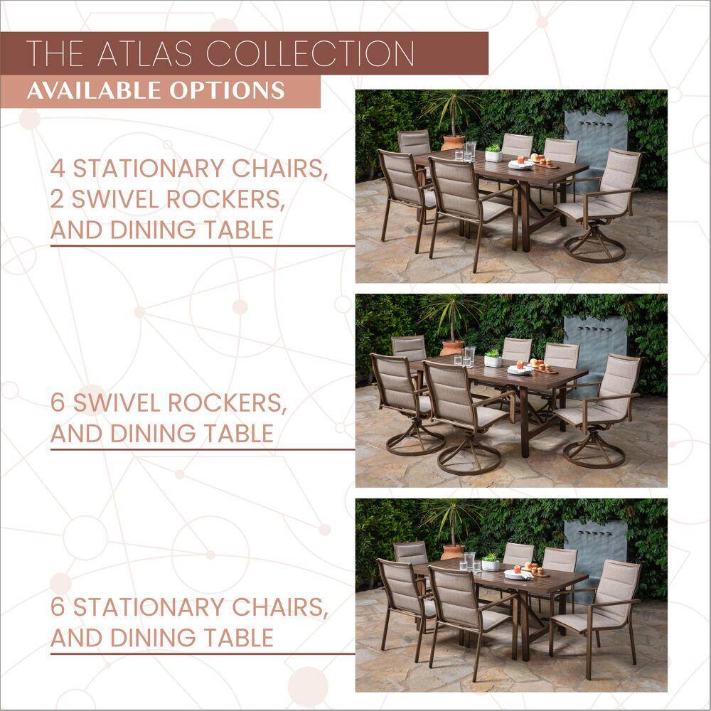 Atlas 7-Piece Tan Steel Outdoor Dining Set