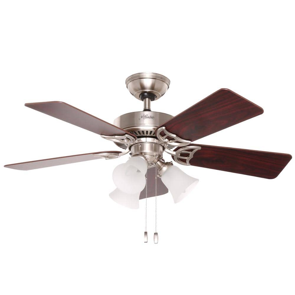 Hunter Southern Breeze 42 In Indoor Brushed Nickel Ceiling Fan Bundled With Light And Handheld Remote Control 51011r The Home Depot