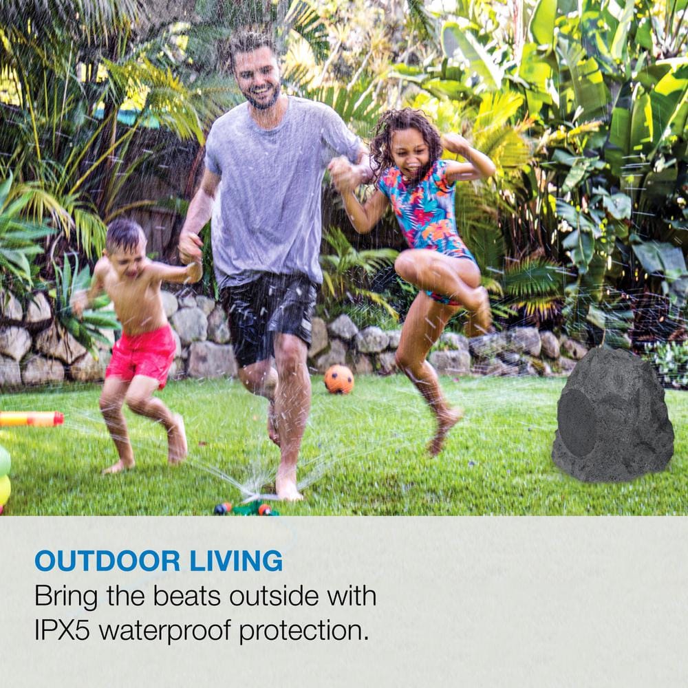 Gray Waterproof Bluetooth Outdoor Rock Speaker Set