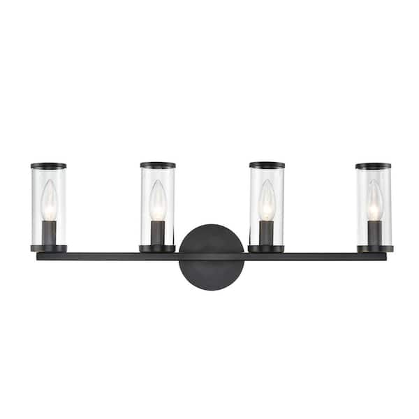 ALORA Revolve 25 in. 4 Light 60-Watt Clear Glass/Urban Bronze Vanity Light
