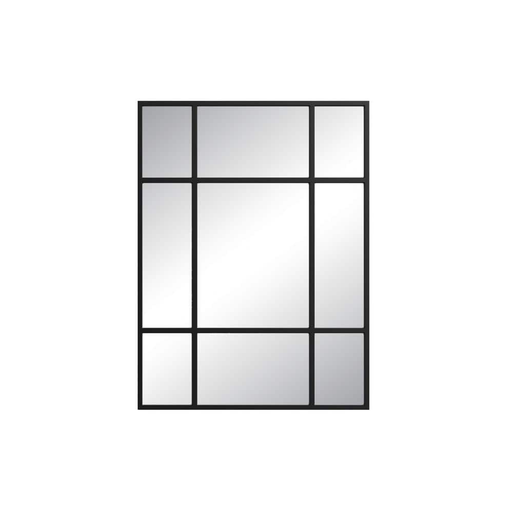 Modern Black 30 in. W x 39 in. H Rectangle Metal Framed Mirror Wall-Mounted