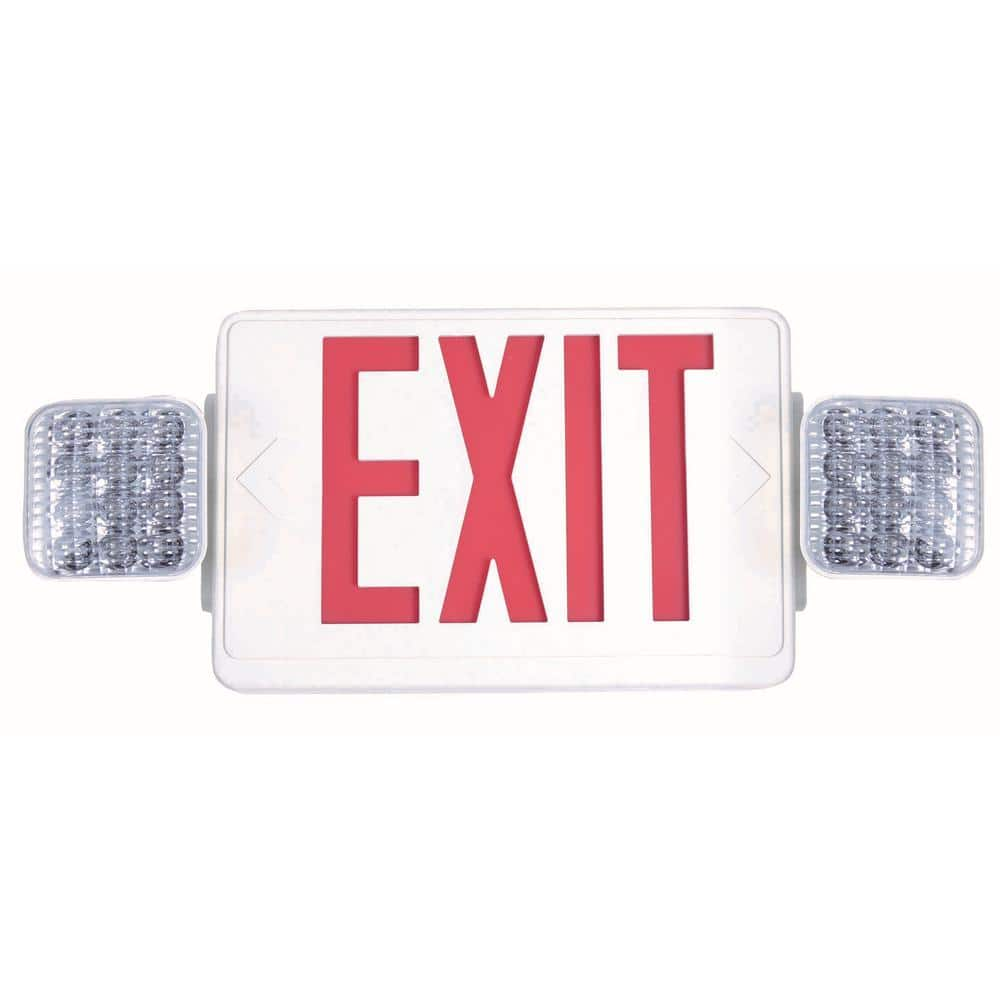 Commercial Electric Combo 14-Watt Equivalent Integrated LED White Exit Sign and Emergency Light with Ni-Cad 9.6-Volt Battery