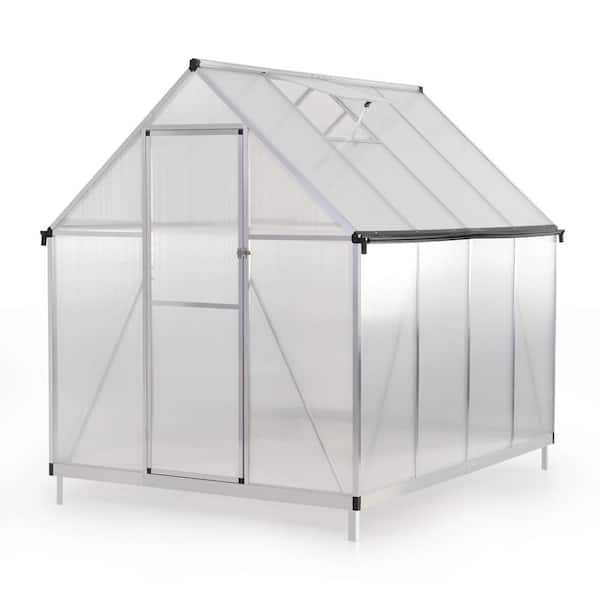 Unbranded 6 x 8 ft. Aluminum Planter Greenhouse with Vent Window Kit, Hinged Door,Rain Gutter for Backyard Gardens