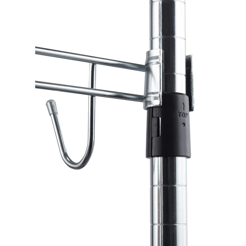 Chrome 3-Tier Rolling Garment Rack with Hooks