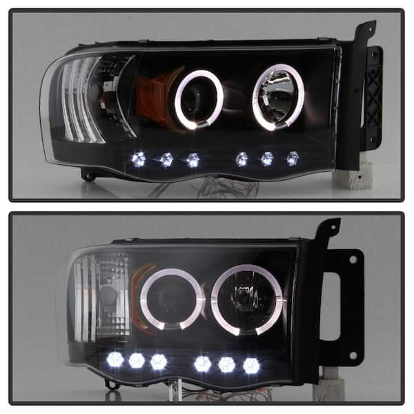 Dodge Ram 1500 02-05 / Ram 2500/3500 03-05 Projector Headlights - LED Halo  - LED ( Replaceable LEDs ) - Black