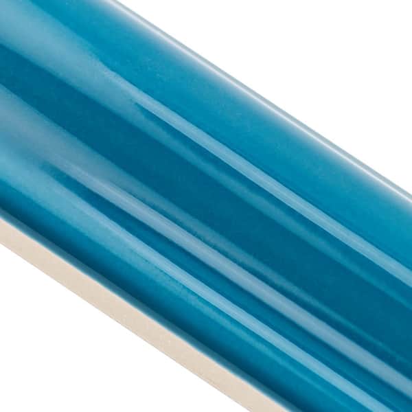Newport Teal 1 in. x 10 in. Polished Ceramic Wall Pencil Liner Tile