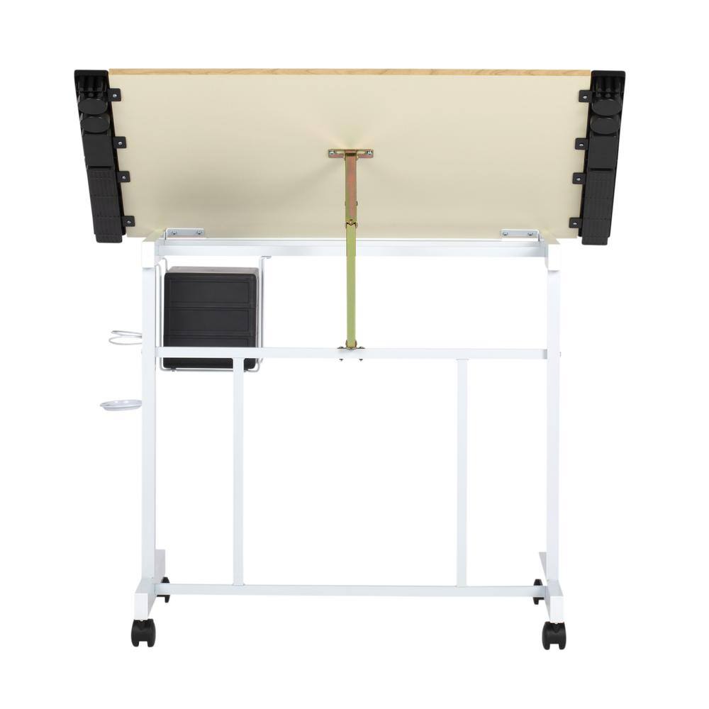 Deluxe White Maple 40'' Craft Station with Adjustable Top & Storage