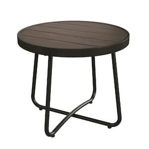 18 in. Round Steel Metal Outdoor Coffee Table in Dark Brown