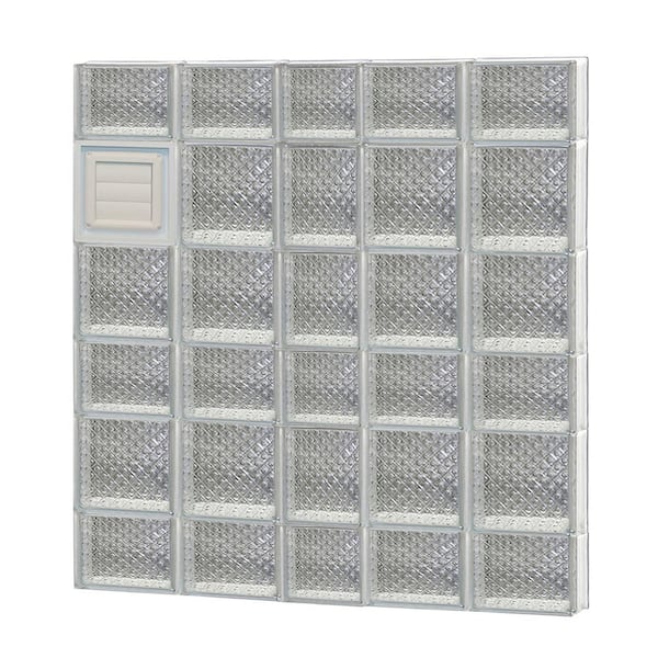 Clearly Secure 36.75 in. x 40.5 in. x 3.125 in. Frameless Diamond Pattern Glass Block Window with Dryer Vent