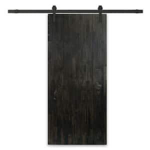 40 in. x 84 in. Charcoal Black Stained Solid Wood Modern Interior Sliding Barn Door with Hardware Kit