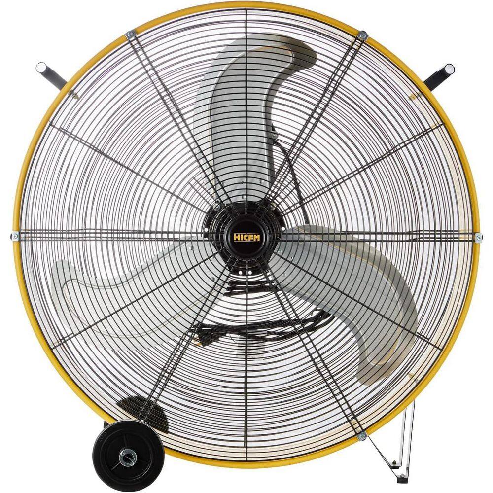 HICFM 30 in. 3-Speeds Drum Fan in Yellow with 1/3 HP Powerful Motor, 5 in. Wheels for Workshop, Industrial Room price history on PriceWatchPro
